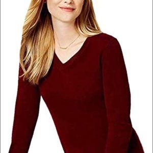 Charter Club Cashmere V-neck Sweater, Maroon, M